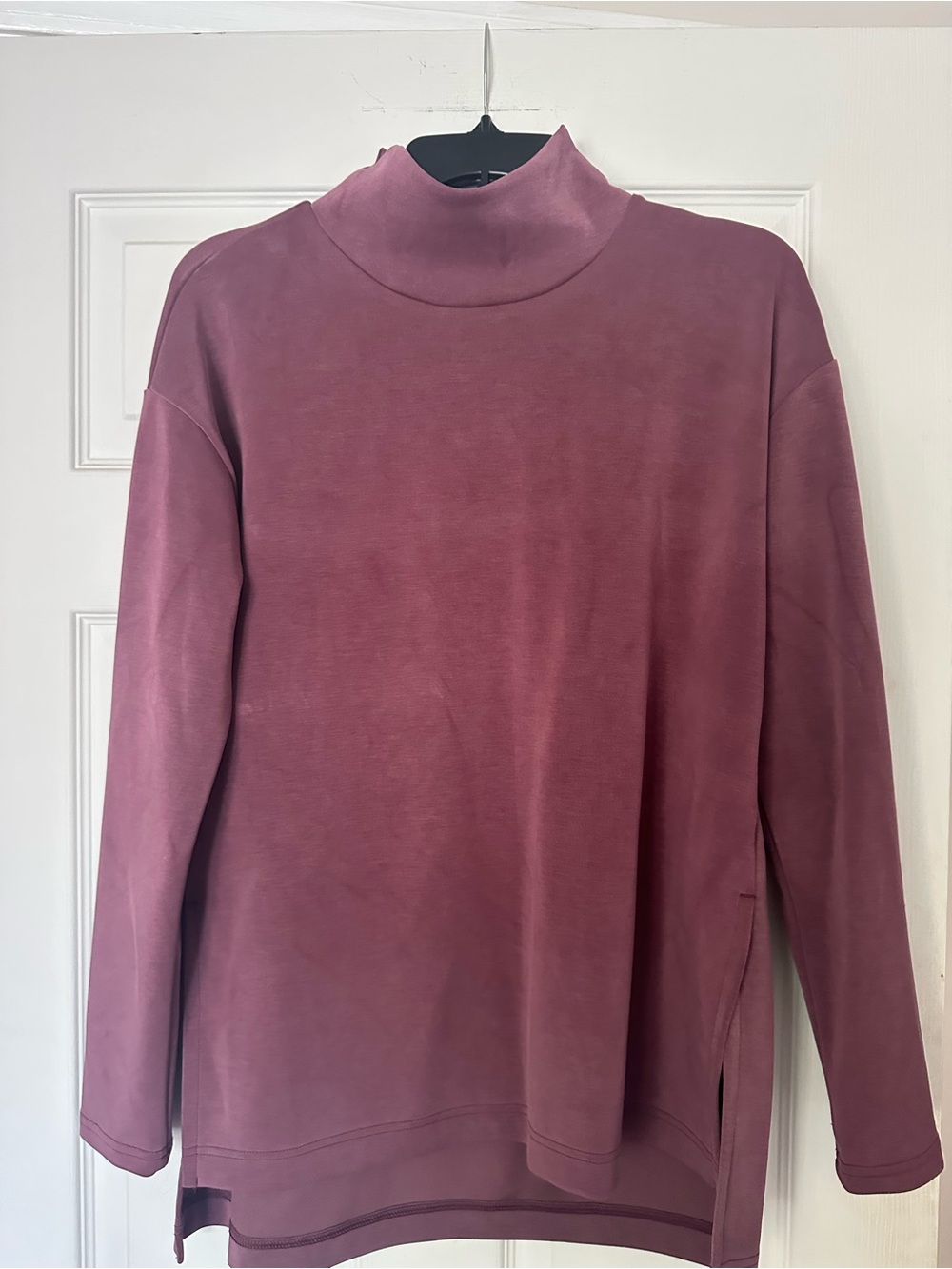 Relaxed Mock Neck Long Sleeve Top - Dusty Rose